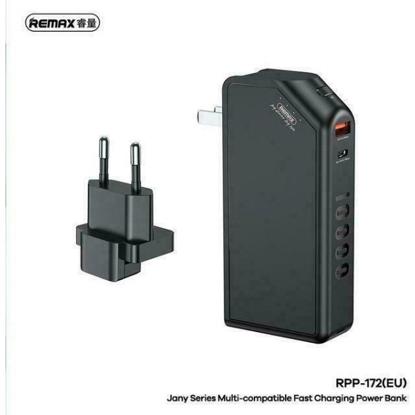 Remax RPP-172 Power Bank 10000mAh 22.5W με Θύρα USB-A και Θύρα USB-C Μαύρο